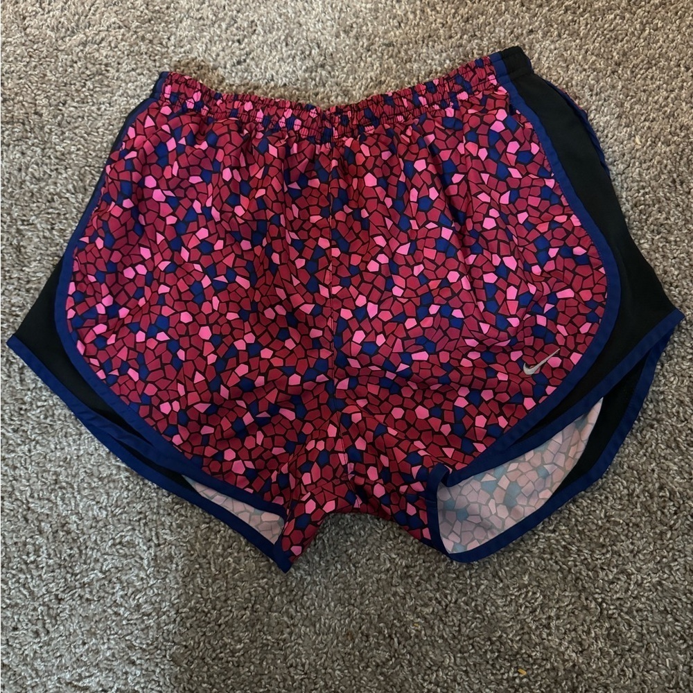 Nike Dri Fit Pink and Blue Pebble Print Logo Shorts - Picture 2 of 7